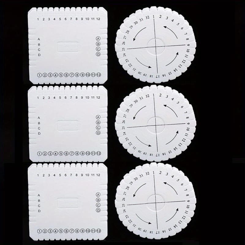TEMU 6pcs Woven Disc Set: Circular And Square Bead Ropes, Bracelet Woven Board (white, Synthetic Resin)