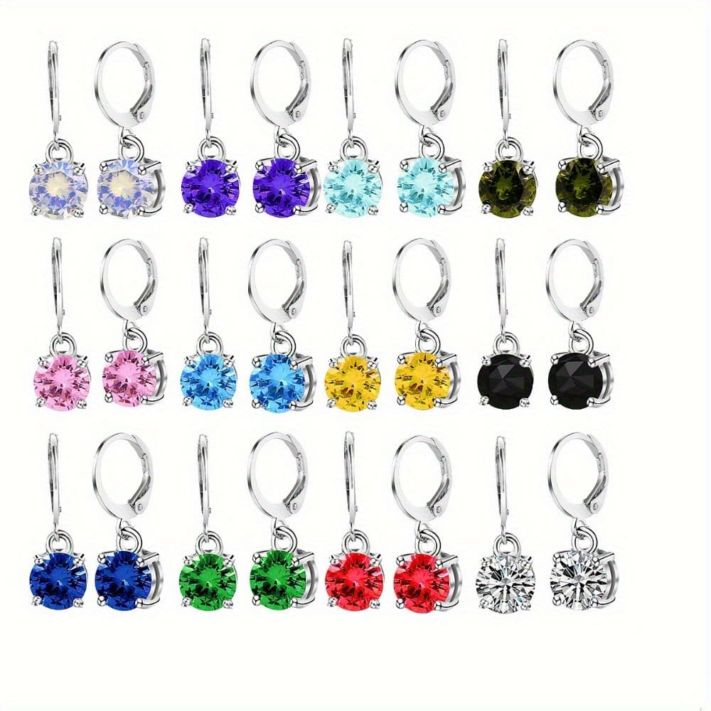 TEMU 12 Pairs Of Earrings For Women, Elegant Multicolor 8mm Synthetic Cubic Zirconia Earrings, Suitable For , Banquet, Party, Gifts For , Day, Wedding Anniversary, Birthday Gifts