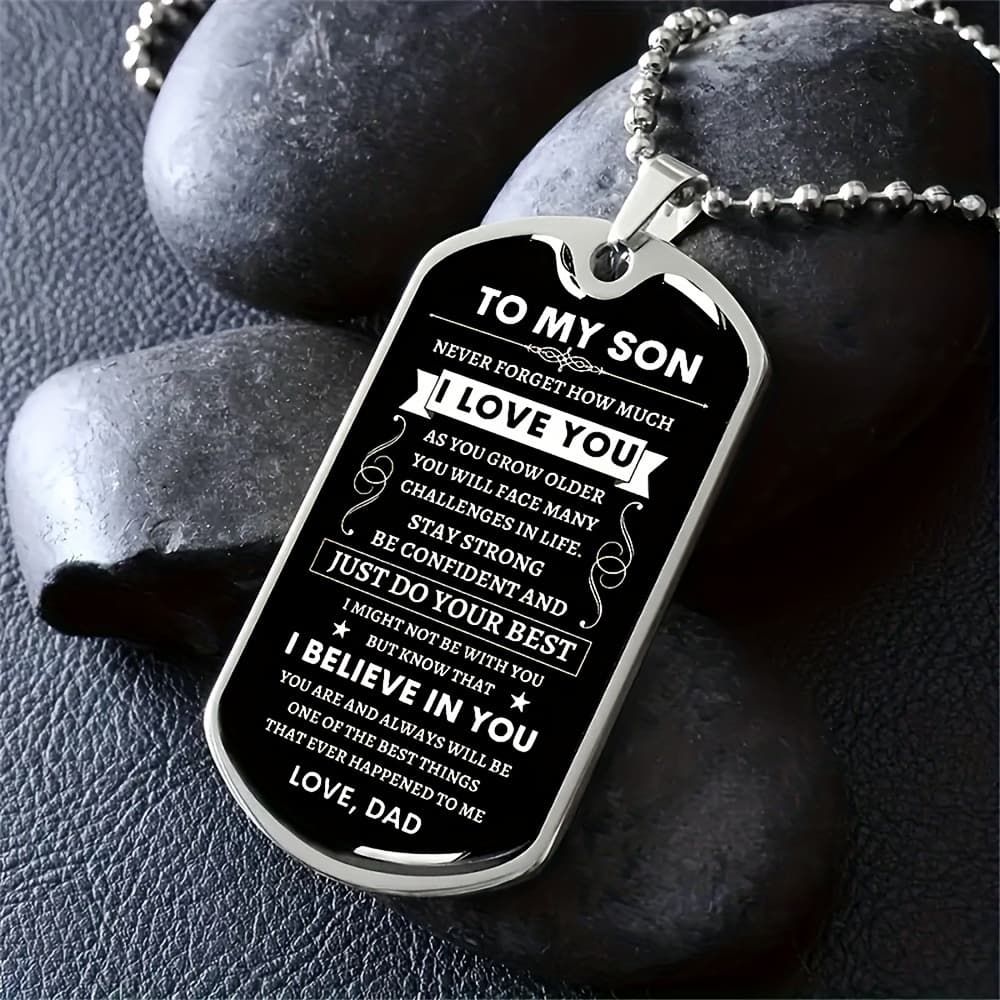 TEMU Stainless Steel Pendant Necklace Inspirational Gift For Son From Dad, Fashion Geometric Pattern No Plating - Ideal Birthday, Anniversary, Christmas Gift