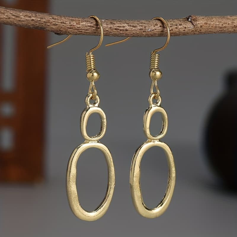 TEMU Geometric Hollow Statement Earrings For Women - Gothic Fashion Jewelry For