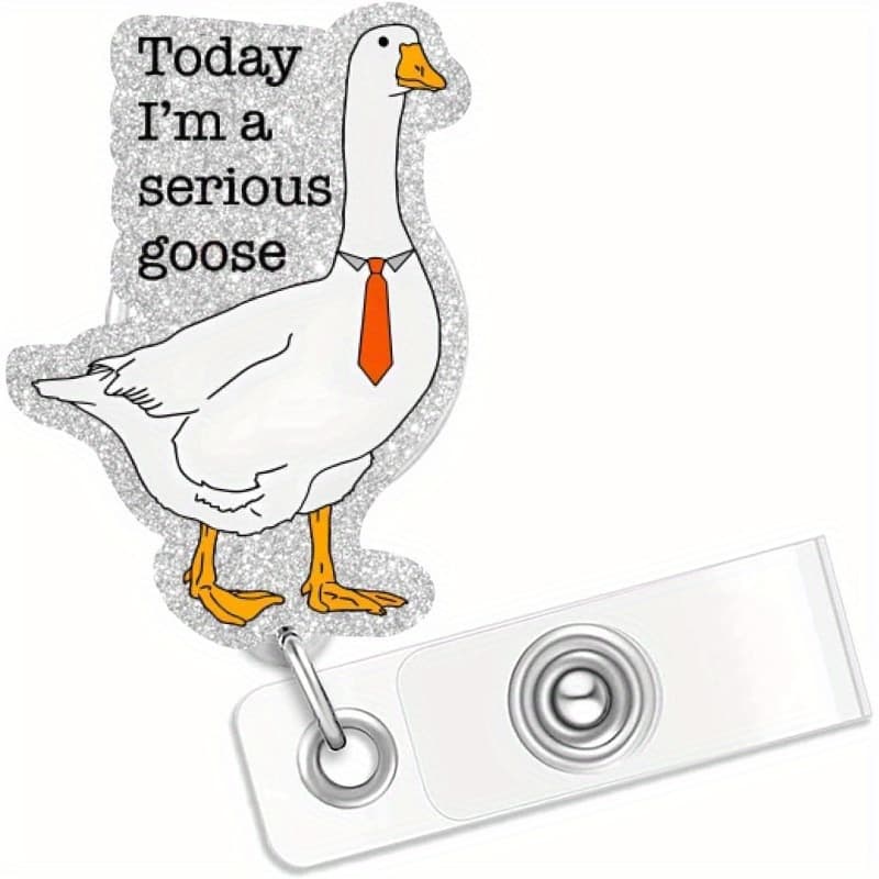 TEMU Funny Goose Retractable Badge Reel - Acrylic Id Holder For Nurses, & Office Staff