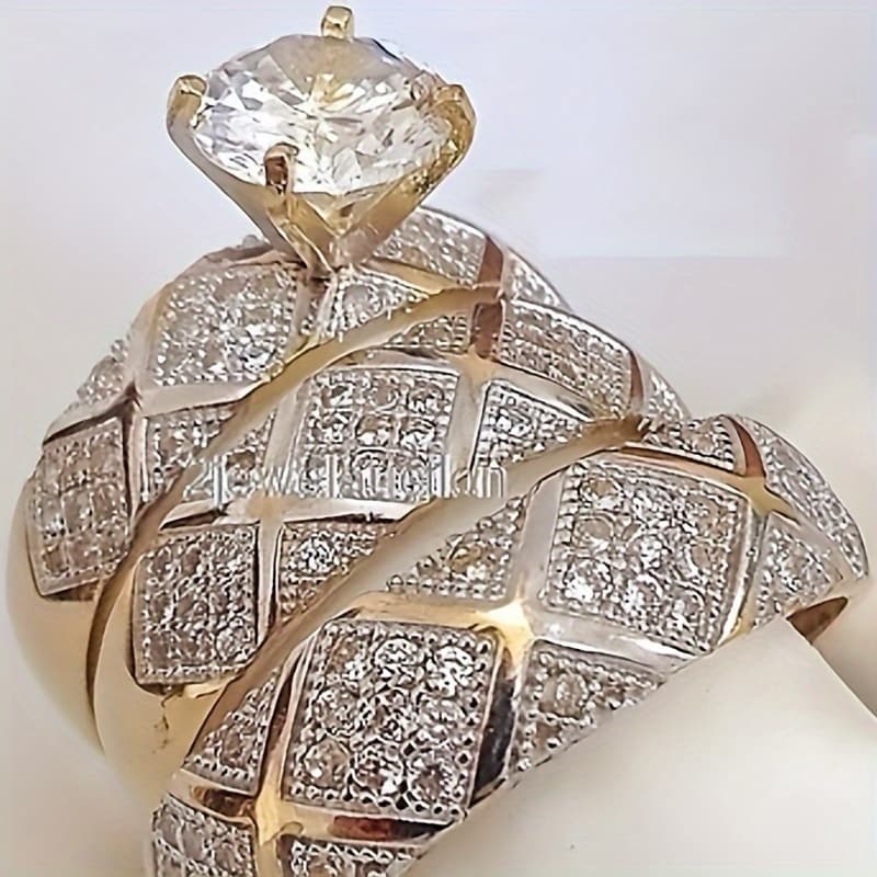TEMU Elegant 3-piece Ring Set: Weddings, Engagements And Anniversary Gifts – A Stylish Way To