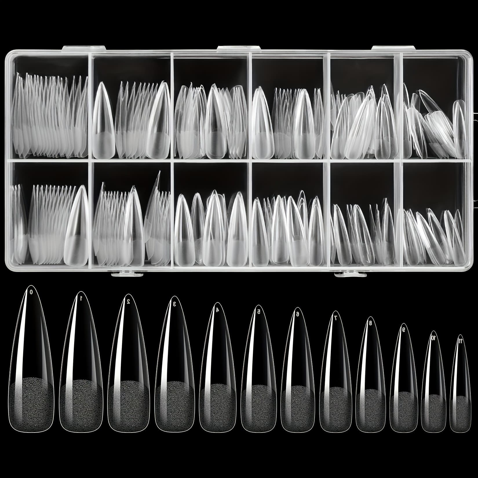 TEMU Long Stiletto Nails Tips, 120pcs Full Cover Gel X Nail Sizes Pre-shaped Long Stiletto Shape False Nails