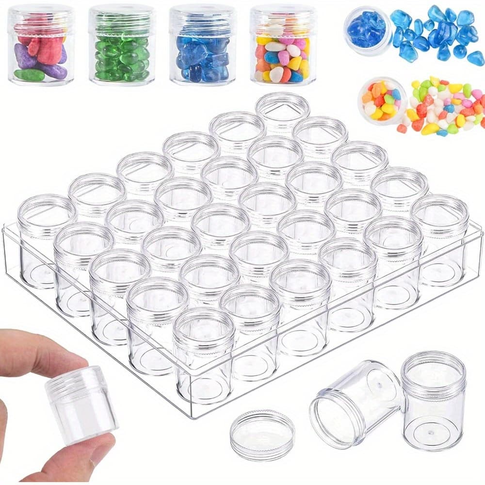 TEMU 30 Grids Diamond Painting Storage Containers, Portable Bead Storage Organizer With Lids Small Diamond Painting Containers Glitter Containers For Crafts, Jewelry