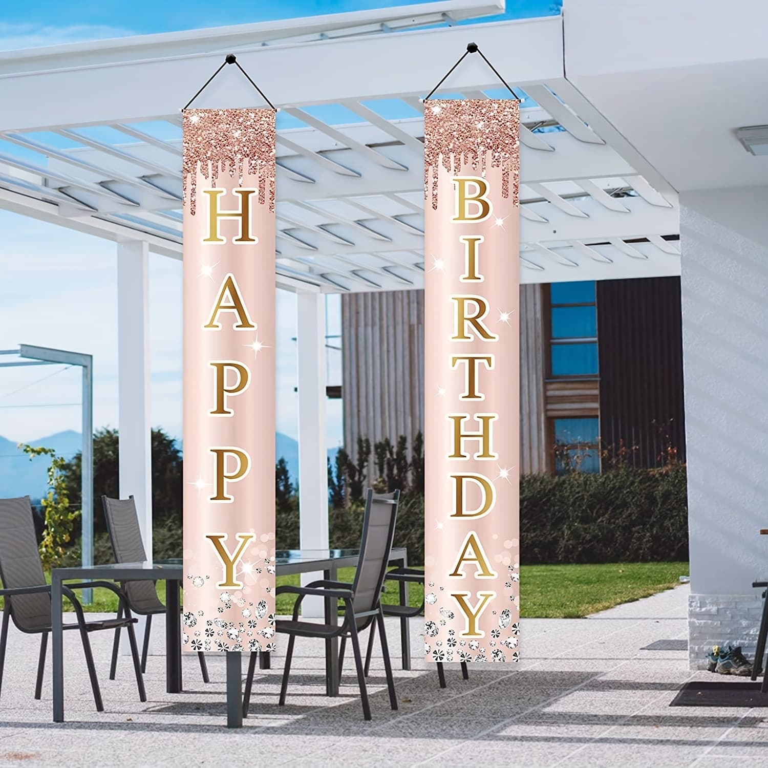 TEMU 2d Door Banner, 1 Pair, Sweet Golden Happy Birthday Door Banner - Perfect Porch Sign For Women, Girls, And Special Occasions - 16th, 21st, 30th, 40th, 50th, And 60th Birthdays With Style