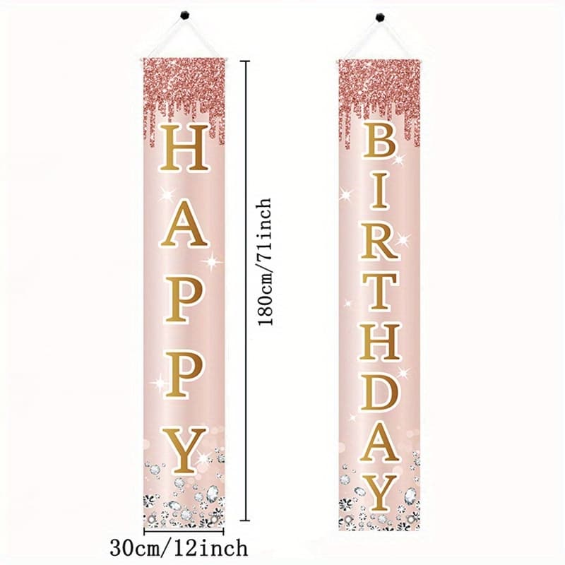 TEMU 1 Pair, Gold Happy Birthday Door Banner - Perfect Porch Sign For Women, Girls, And Special Occasions - 16th, 21st, 30th, 40th, 50th, And 60th Birthdays With Style