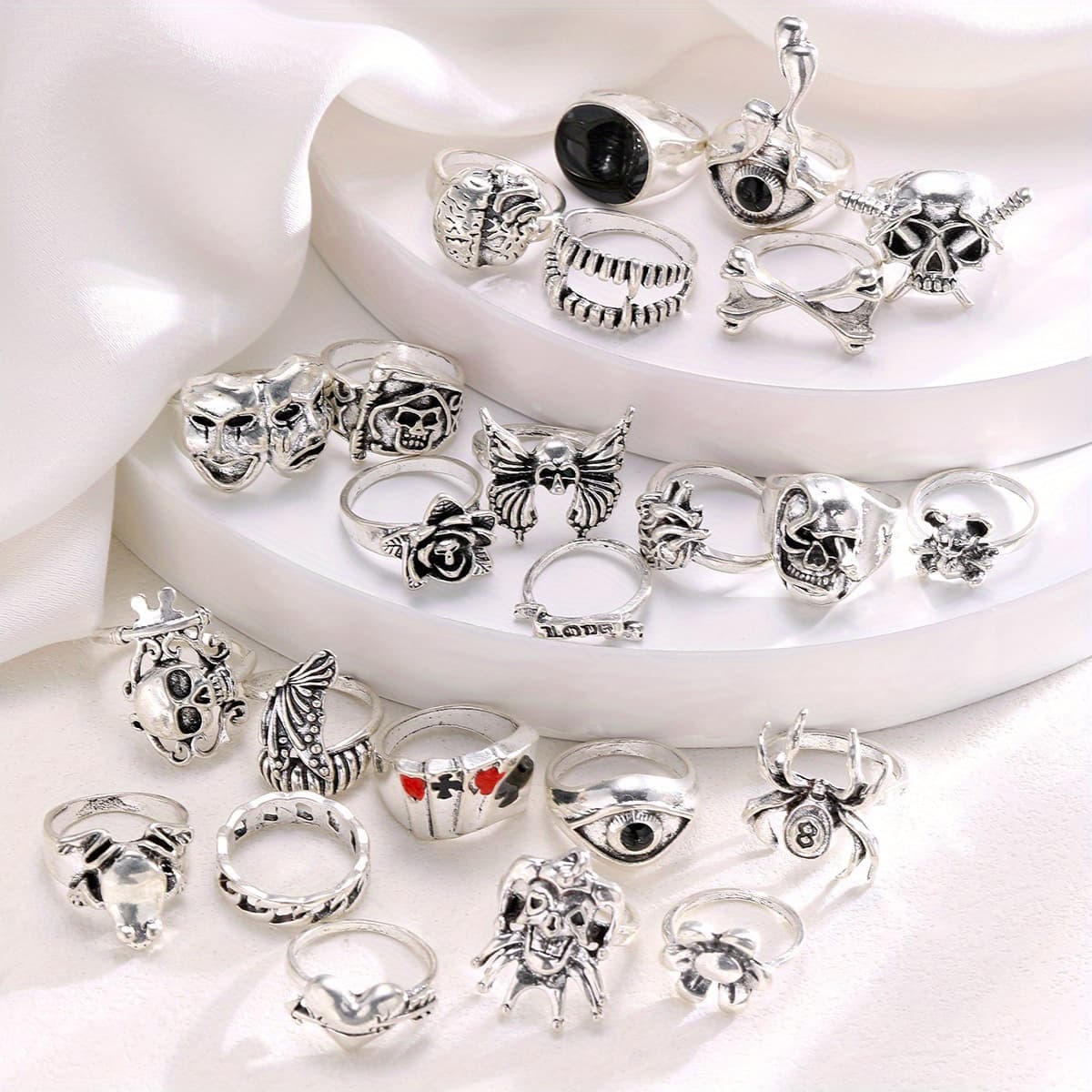 TEMU 24pcs Gothic Geometric Ring Set, Stylish Unisex Jewelry Gift