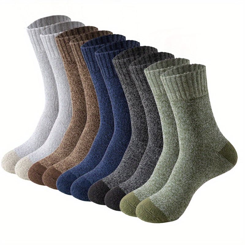 TEMU 5 Pairs Men's Winter Padded Thickened Warm Socks, Terry Socks Floor Socks Extra Thick Hiking Socks, Cold Weather Warm Socks