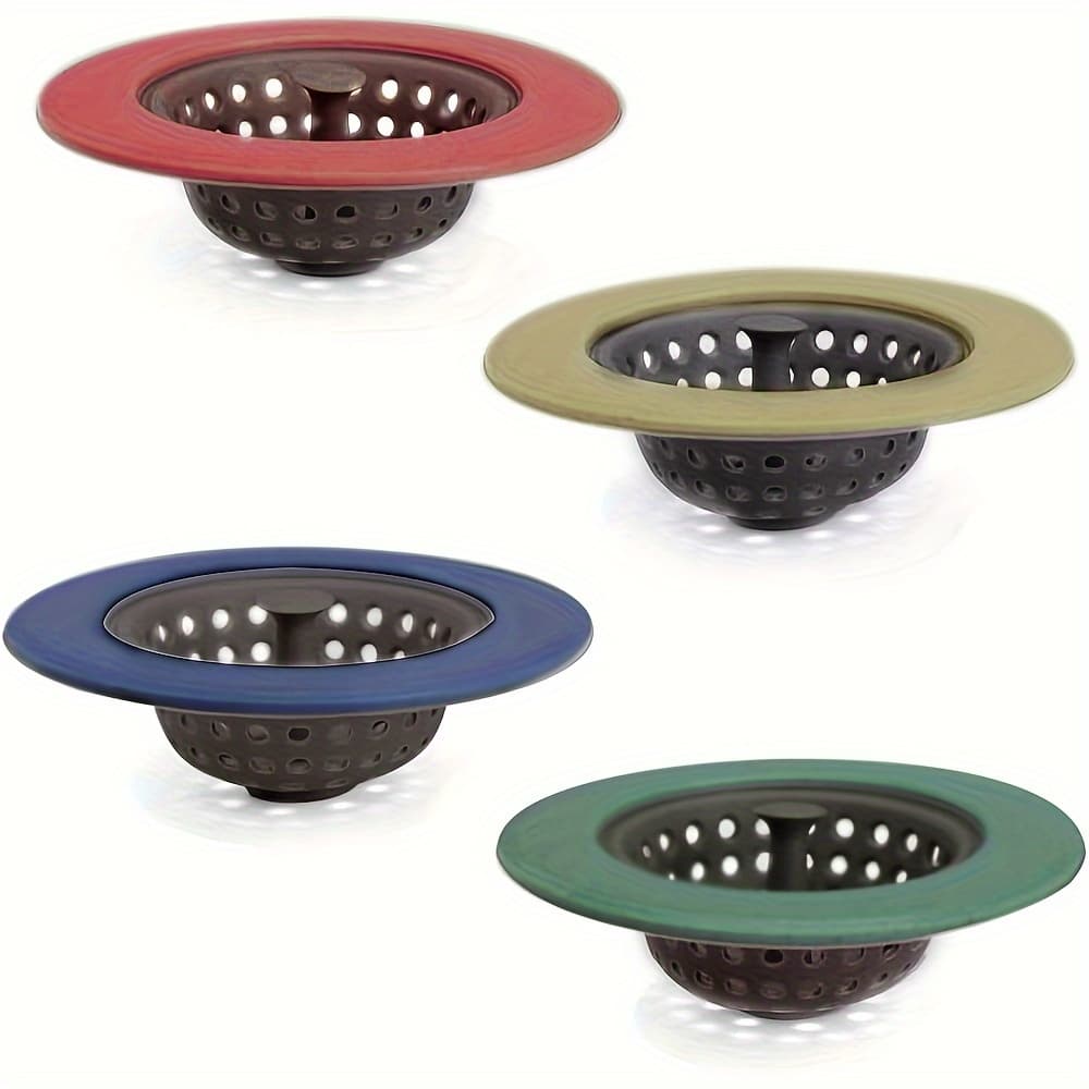 TEMU Set Of 4 Sink Strainers For Filtering Food In Kitchen And Bathroom Sinks, Designed To As A Stopper And Drainer.