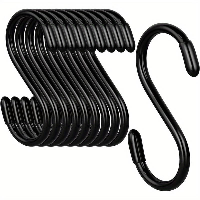 TEMU 20pcs Pack Heavy-duty Cast Iron S-hook Wall Hooks Suitable, Bathroom, / Use - Small Curved Hooks For Hanging Towels, Clothes, Utensils, Bags, Keys (no Drill Installation)