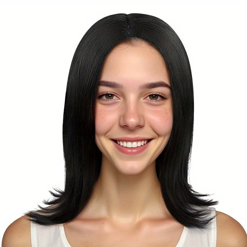 TEMU Women's Short Straight Wigs, No Lace Synthetic Hair, For Work/college