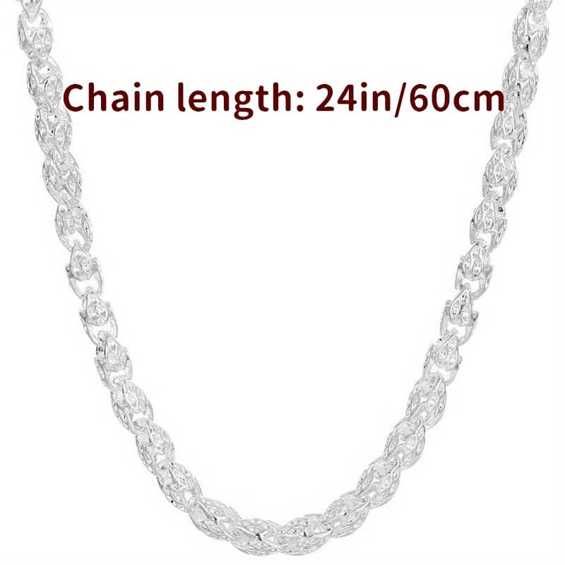 TEMU 925 Sterling Silver Bamboo Chain Necklace - Hypoallergenic, Nickel Free Fashionable Jewelry, Suitable For Men And Women - For Any Occasion