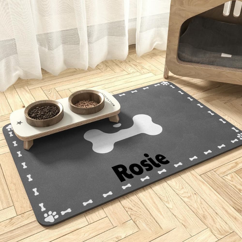 TEMU Personalized Dog Food Mat Featuring Your Pet's Name, Ideal For Keeping The Area Tidy. A Thoughtful Gift For Your Furry Friend