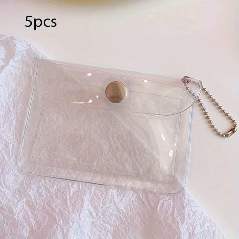 TEMU 5pcs Minimalist Hanging Chain Multifunctional Storage Bag, Transparent Pvc Storage Bag, Mini Portable Change Bag, Card Bag