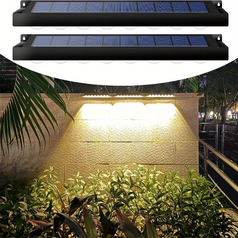 TEMU 2pcs Solar Fence Lights High Brightness Solar Garden Lights Automatic Charging And Light Switch 8 Led Beads For Gardens Patios Decks Fencescapes - White