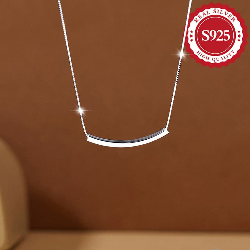 TEMU 2.7g/ 0.1oz S925 Sterling Bar Necklace - , Hypoallergenic, Elegant Party Accessory, Trendy Jewelry For Women, , Long-, Nickel-free, Perfect Gift Idea