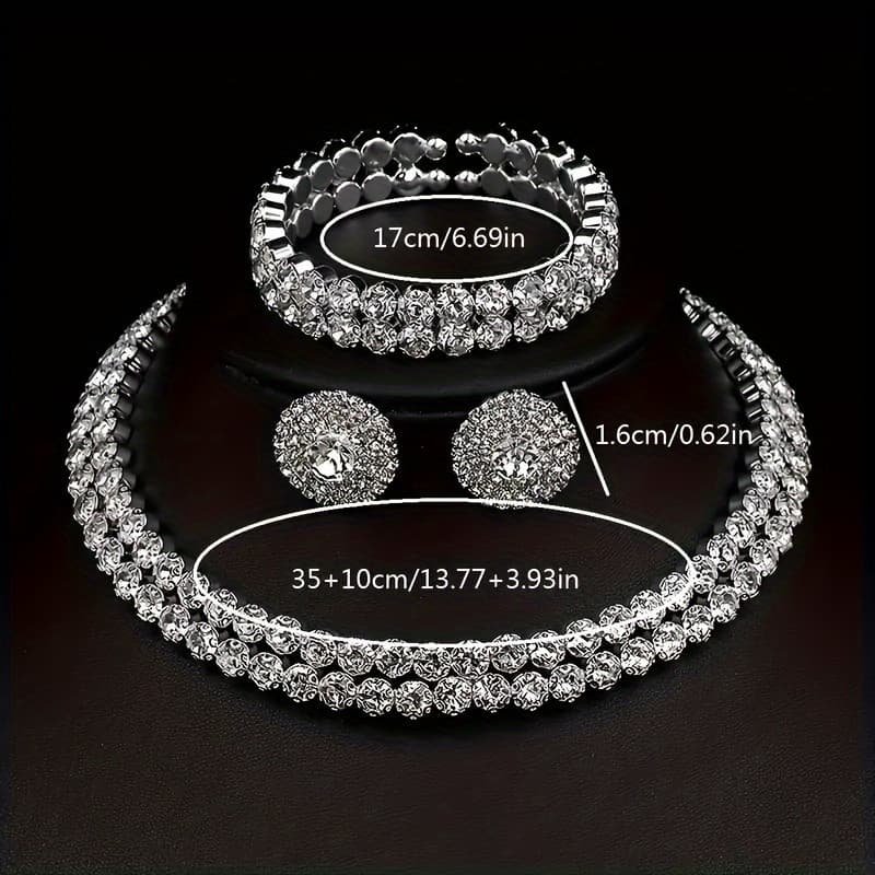 TEMU This Set Of Jewelry Includes Stylish Earrings, A Necklace, And A Bracelet. Made With High-quality Materials, It Serves As A Accessory For Everyday Wear As Well As For