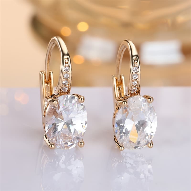 TEMU 1 Pair Luxury Oval Cut White Stone Drop Clip Earrings Wedding Party Jewelry Valentines Day Gift Year Round Elegant Dangle Earrings