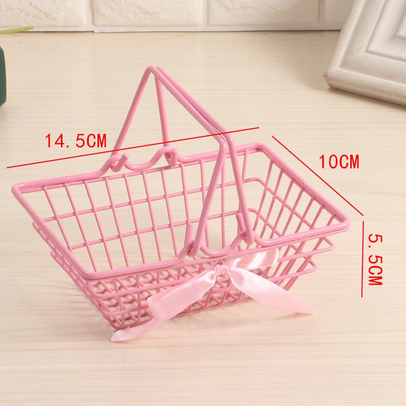 TEMU Pink Mini Storage Basket Desktop Finishing Cosmetics Jewelry Storage For Dormitory Desktop Organization Container Baskets, Shelf Baskets