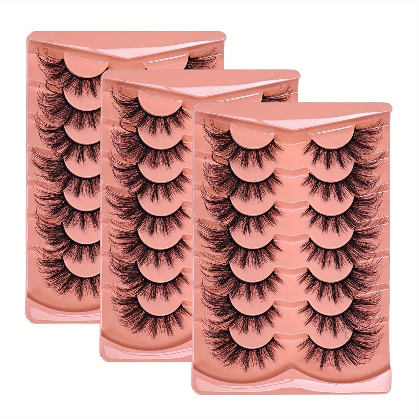 TEMU 21 Pairs 3-pack Cat Eye False Eyelashes 5d Wispy Cross Eyelash Mascara Soft Natural-looking Eyelash Extension Makeup