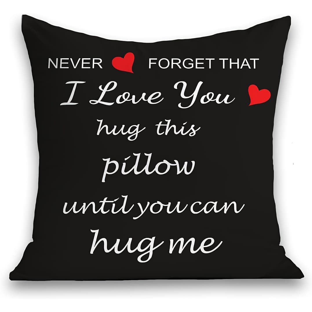 TEMU 1pc Short Plush Throw Pillow Covers, "never That I Love You Hug This Pillow Can ", Gifts For Girlfriend Boyfriend, Girlfriend Boyfriend Gifts, Valentine's Day Girlfriend Cover Square Decor