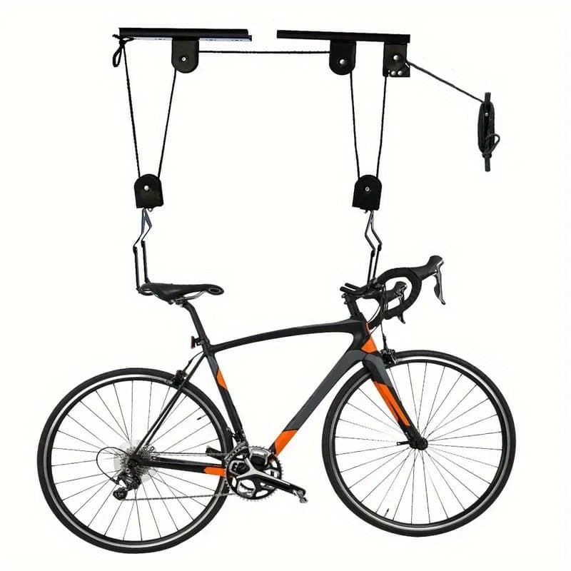 TEMU 1pc Garage Ceiling Storage Lift-adjustable Indoor Garage Kayak And Bike Hoist System, Wall/ Ceiling Mountain Bike Hanging Rack, Garage Hoist, No Power Supply Needed