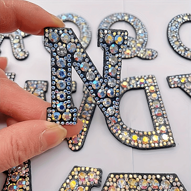 TEMU 26pcs Pearl Cloth Stamping English Letter Cloth Sticker Set Hot Stamping Patch Diy Hat And Clothing Decoration