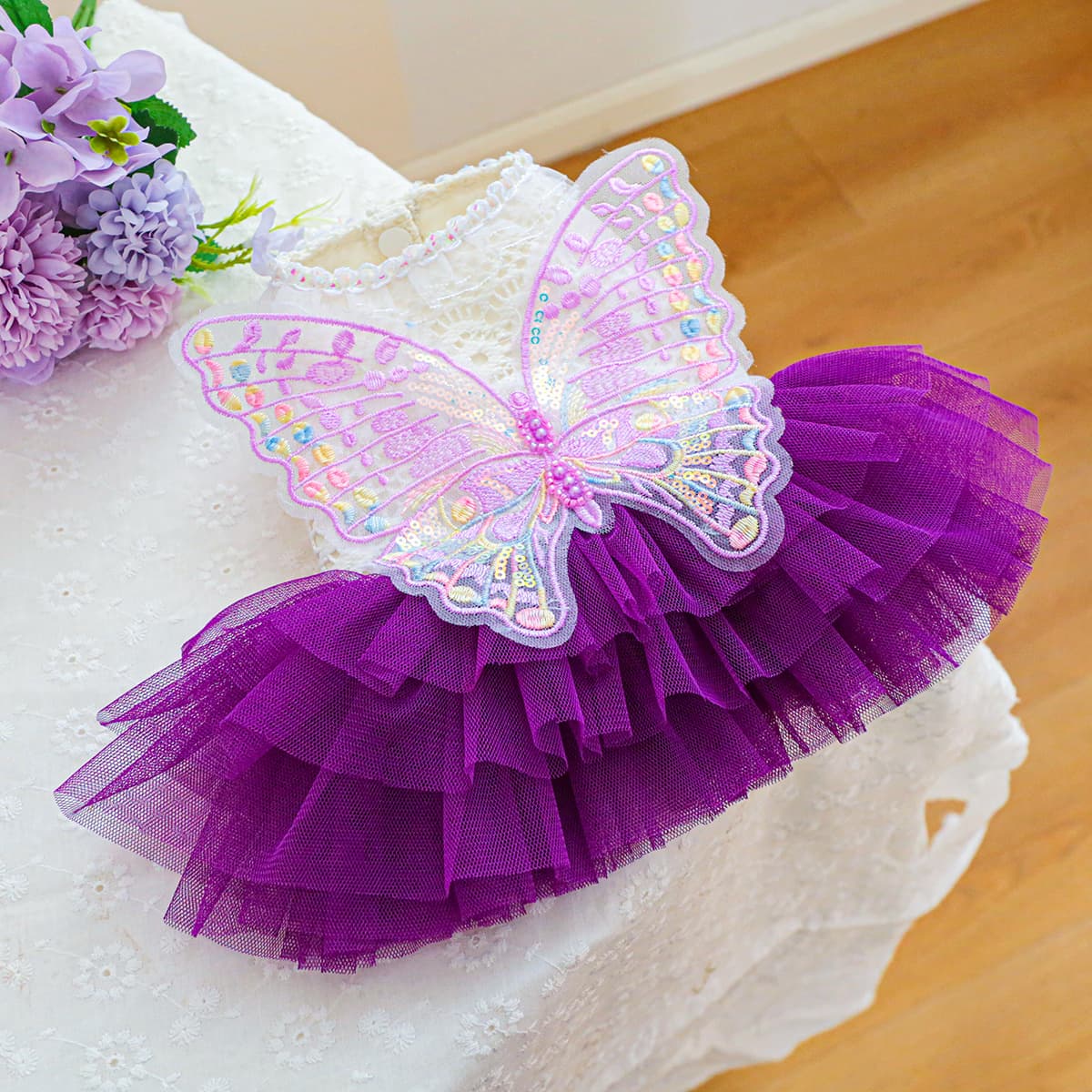TEMU Fairy Gauze Skirt Pet Clothes Dog Apparel For Small Dogs, Warm And Comfortable For Autumn And Winter
