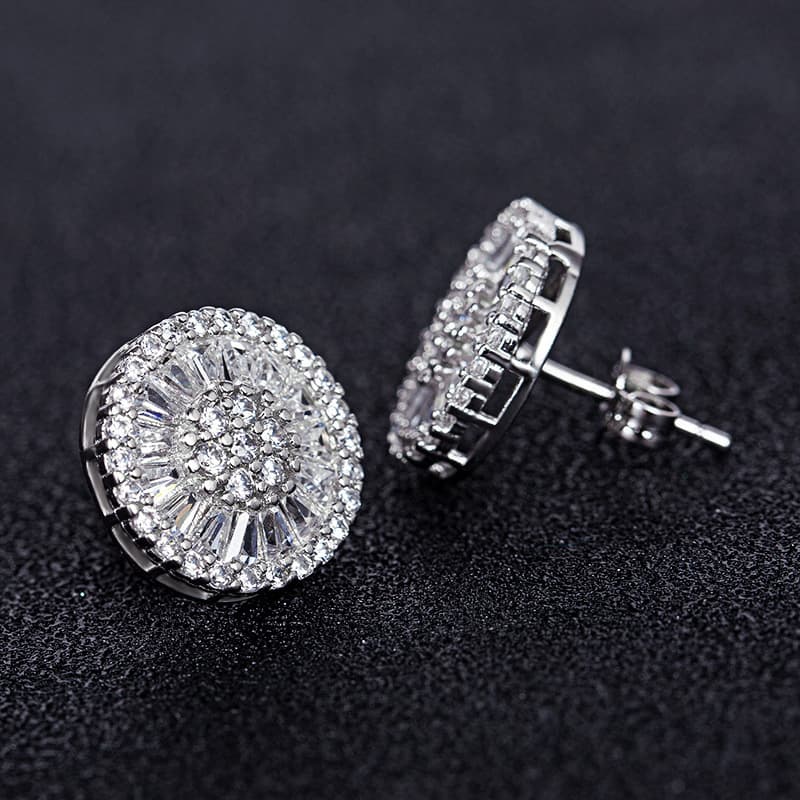 TEMU White Zirconia Stud Earring - Hypoallergenic For Women - Elegant Style With Backing