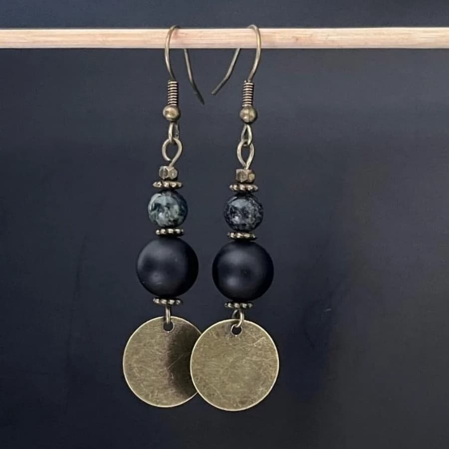 TEMU 2pcs Antique Bronze Boho Dangle Earrings With Beads, Vintage Ethnic Style Ear Accessories For Ladies, Premium Bohemian Jewellery