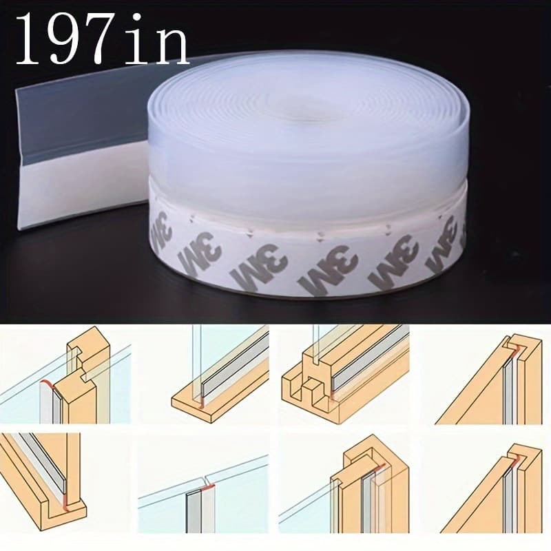 TEMU 1 Roll Of 5 Meters Long Door Bottom Sealing Strip, Multifunctional Self-adhesive Sealing Strip For Glass Door To Prevent Wind And Dust.