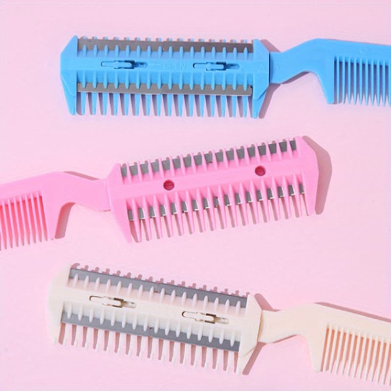 TEMU 1/3pcs Random Color Multi-functional Double-sided Haircutting Comb, Bangs Thinning Shears, And Pet Grooming Trimmer For Fluffy Cat And Dog Fur