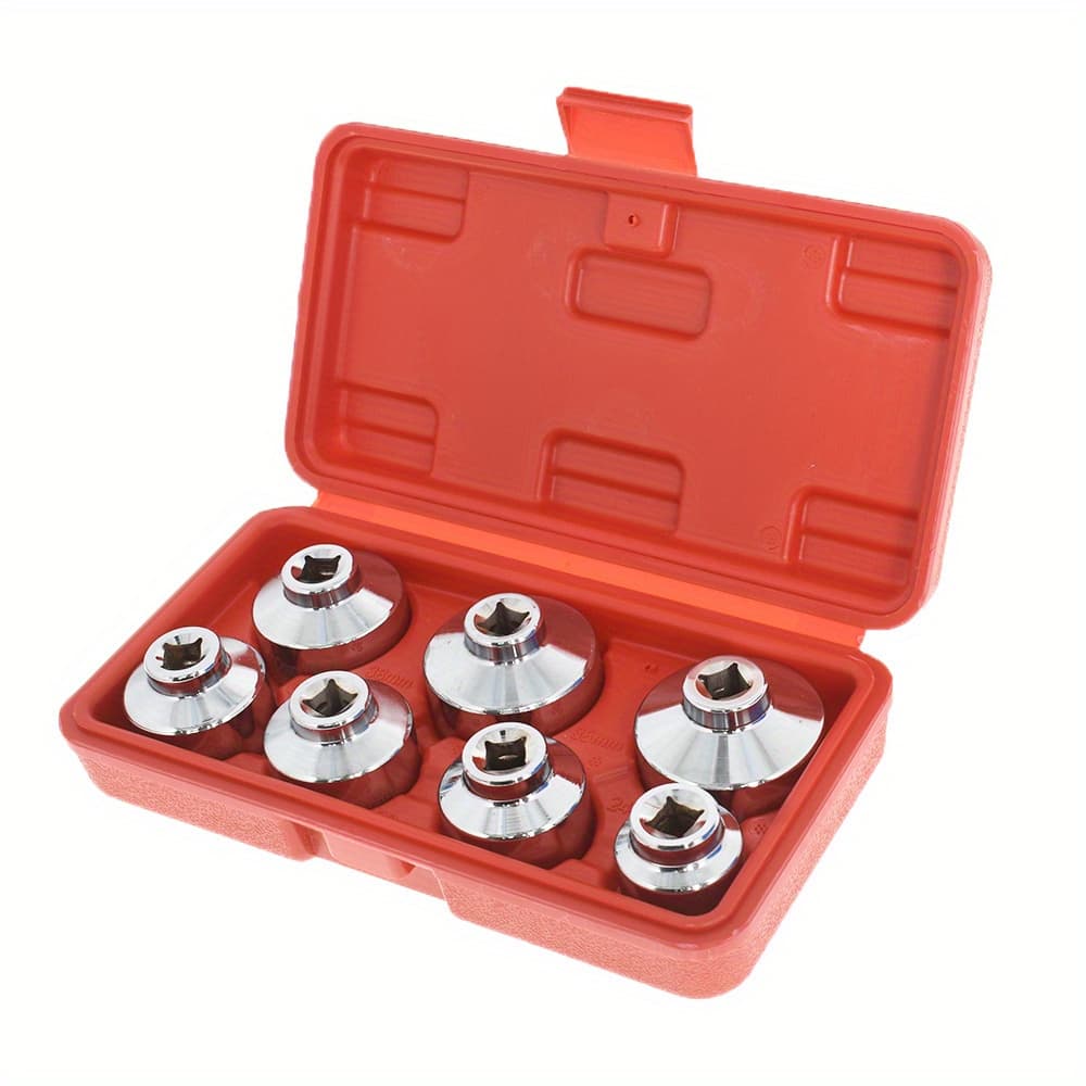 TEMU 7pcs Oil Filter Socket Set Cup Socket Tool 24 27 29 30 32 36 38mm Wrenchs