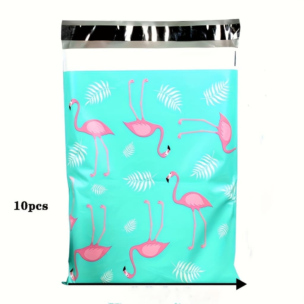 TEMU 10 Self-sealing Flamingo Polyester Shipping Bags - Made Of Pp Material, Ideal For Roller Transport -