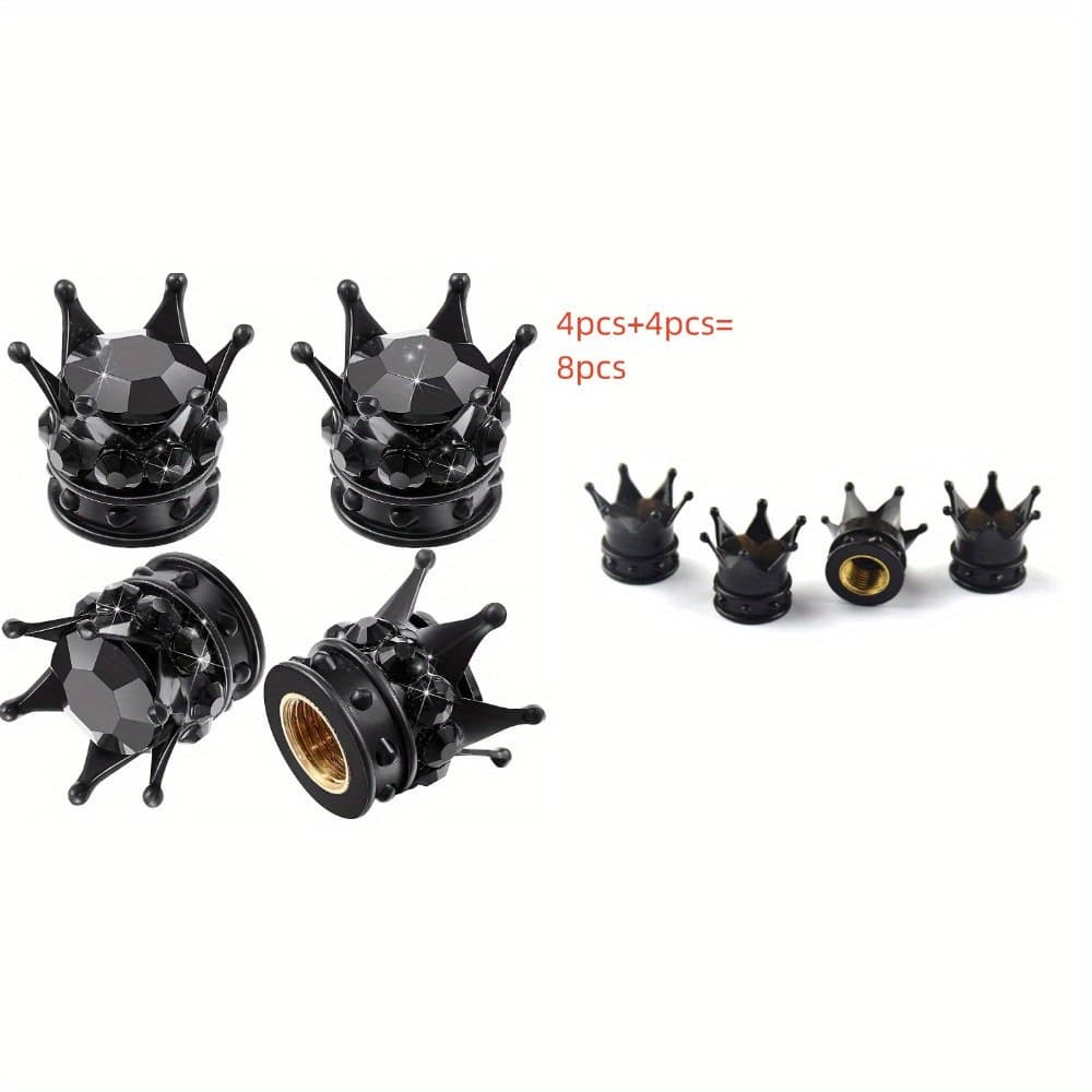 TEMU 8pcs Crown Tire Valve Stem Caps - Sparkling Valve Suitable For Cars, Bicycles, Motorcycles - Wheel For Car,, Valves