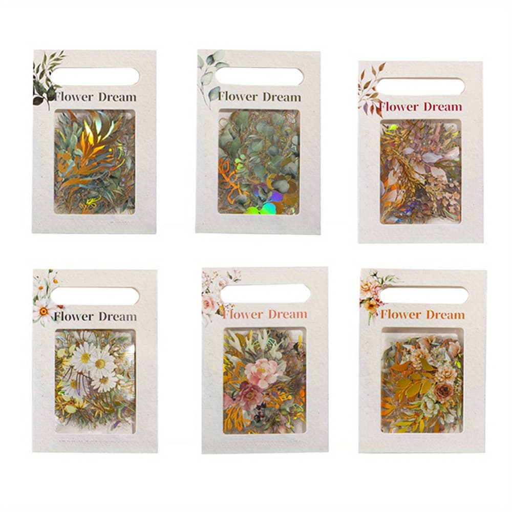 TEMU 240pcs Gold Foil Flowers & Leaves Botanical Stickers With Clear Background For Diy Journaling Journal Planner Card