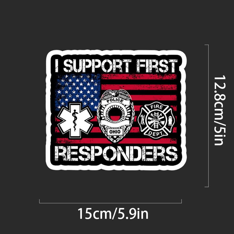 TEMU Support First Car Stickers - Durable Matte Vinyl Decals For Firefighters, Law , Helmets, Bumpers & More, Self-adhesive Waterproof Stickers