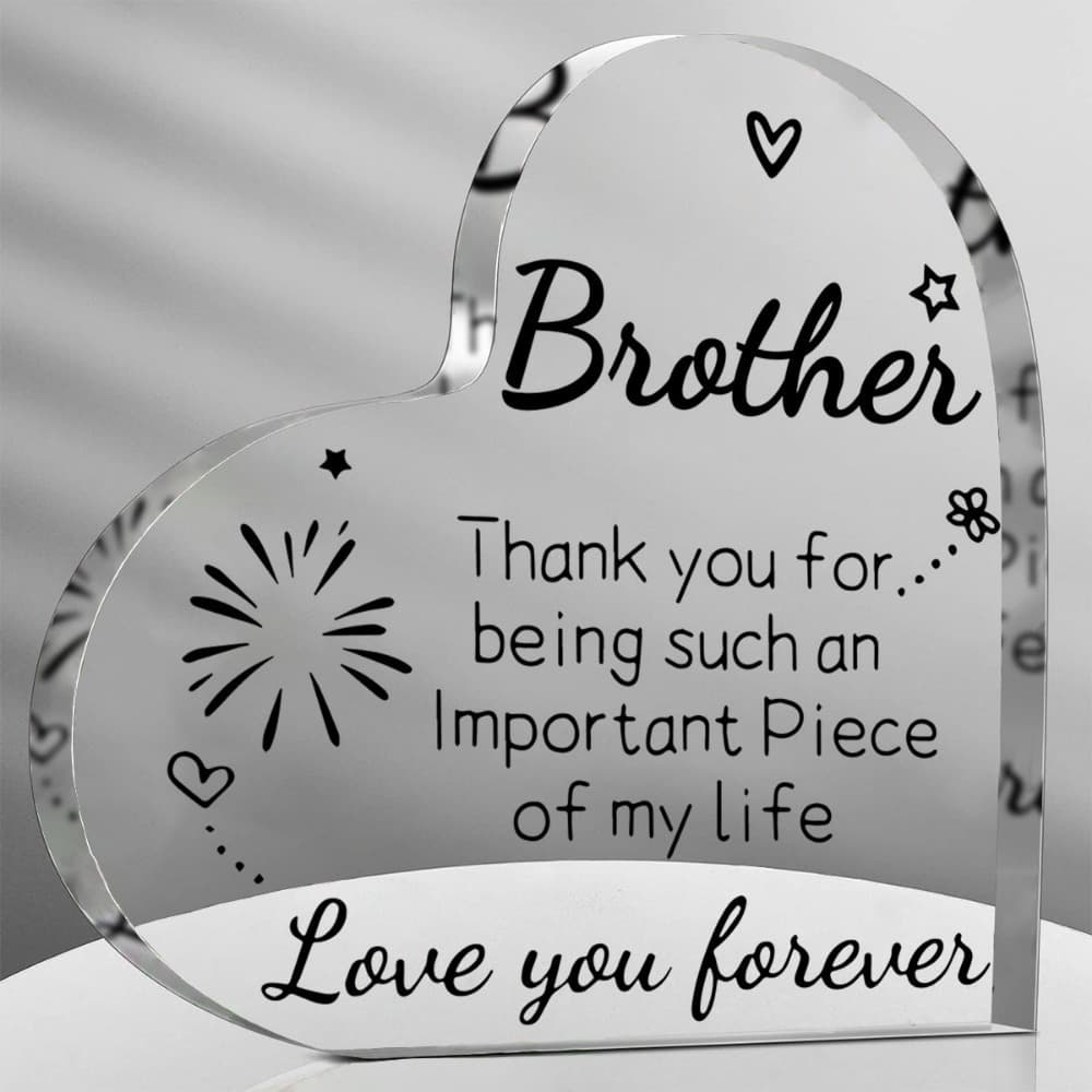TEMU 1pc, Brother Gifts Acrylic Plaque With , Wedding Birthday Halloween Thanksgiving Christmas Day Gifts For Brother - Desk Decorations Gifts For Brother