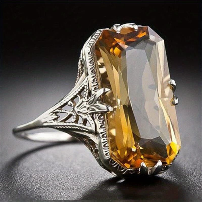 TEMU 1 Piece Elegant Mosaic Topaz Skeleton Floral Fashion Copper Ring Birthday Gift Size 6