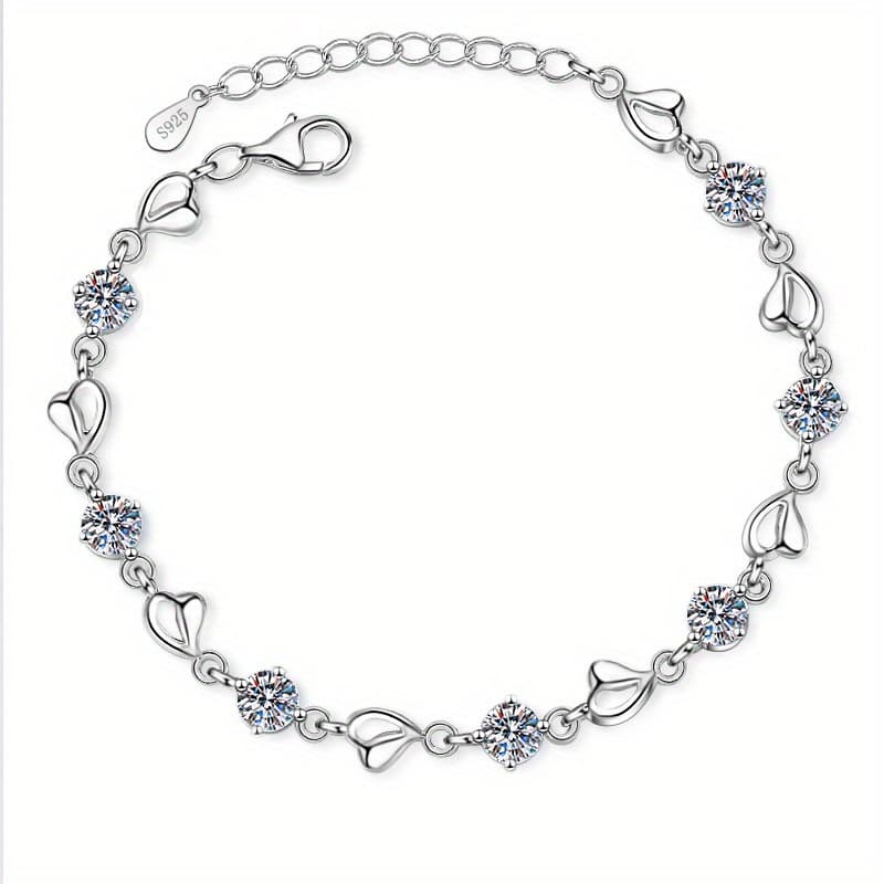TEMU Stylish 925 Silver Heart Bracelet With A Chic And , Embodying And A , Ideal For Your Girlfriend On Occasions Like Valentine's Day, Anniversaries, , Or As A Present
