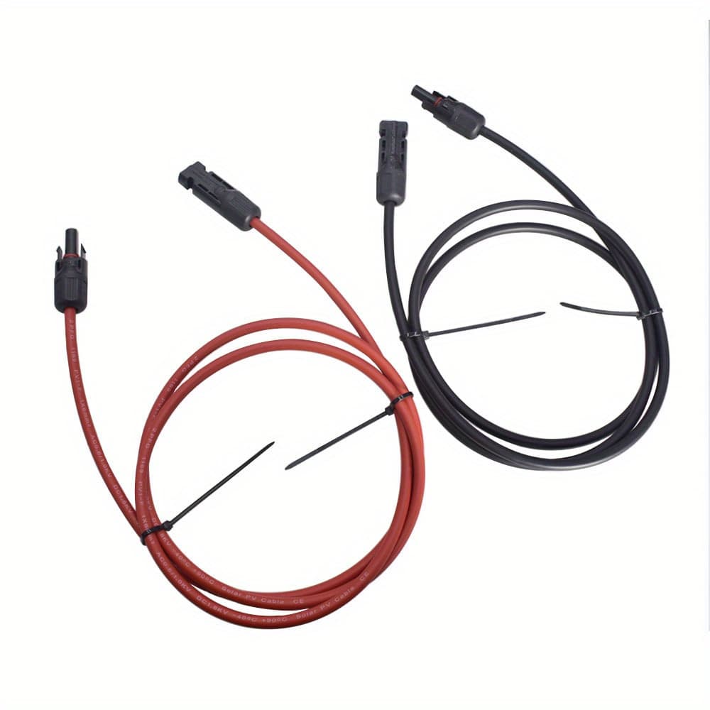 TEMU Wflnhb 5ft 12awg Black + Red 12 Gauge Solar Panel Extension Cable Wire With Female And Male Connector Solar Connector