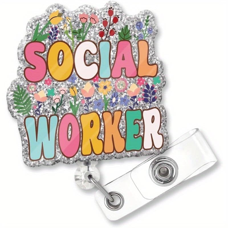 TEMU 1pc Exquisite Social Worker Fun Glitter Badge Roll Clip, Cute Nurse Badge Clip, Christmas And Graduation Gifts For Doctors, Social Workers, Office Workers, Teachers, And Warehouse Managers