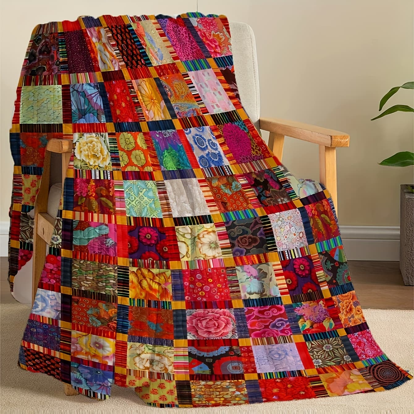 TEMU Classic - Cozy Flannel Fleece, Soft And Comfortable For Use, Versatile For Office, Outdoor, And Travel, Machine Washable, Printed Polyester - Quilting Craft