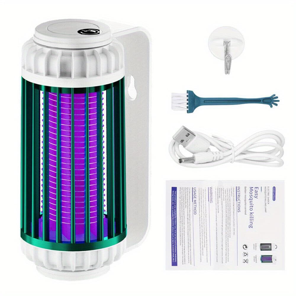 TEMU Portable Rechargeable Zapper Lamp - Dual-function Purple Led And Desk Light For Camping, Backyard, And Indoor Pest Control (20-100m² Area Coverage)
