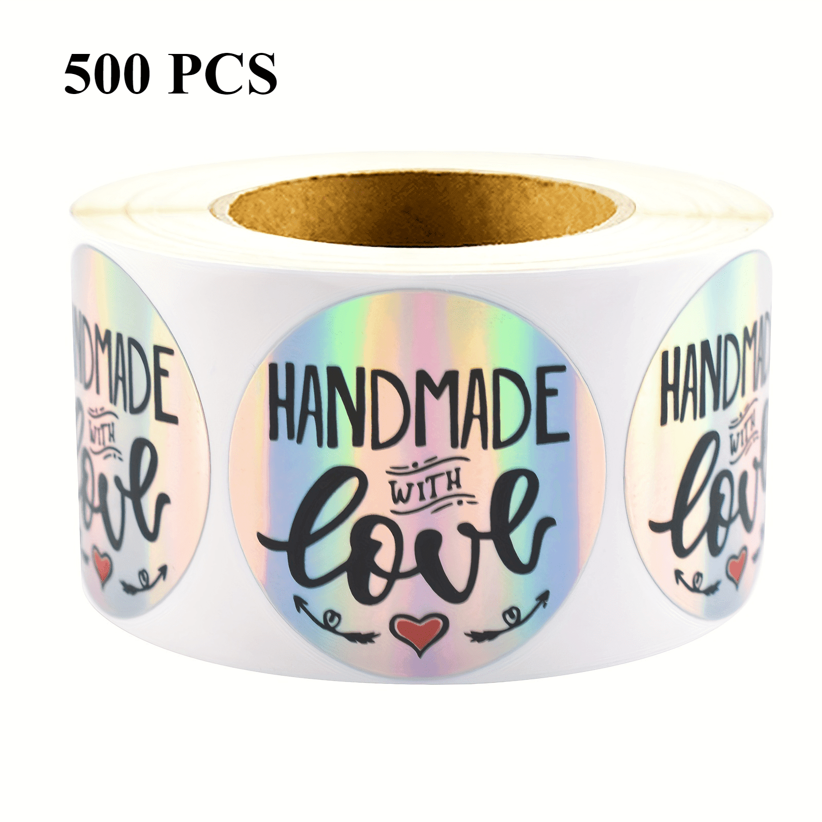TEMU 500pcs Stickers - 1.5 Inch Holographic Foil Decorative Adhesive Labels For Gifts, Baking, Business Packaging, Party Favors, Envelope Seals - Paper Material Craft Tags
