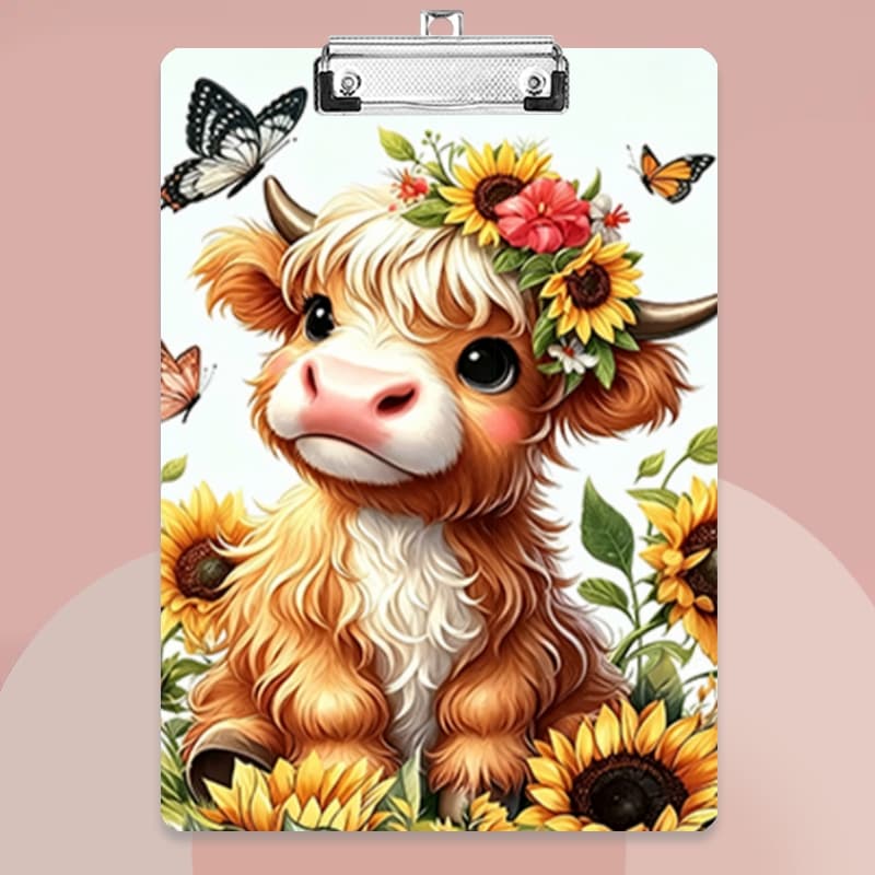 TEMU 1 A4 Binder- "cute Cow And Flower , " With Clipboards For Writing And Multi- Functional File Storage, Suitable For Offices, Schools, Meetings, Etc.