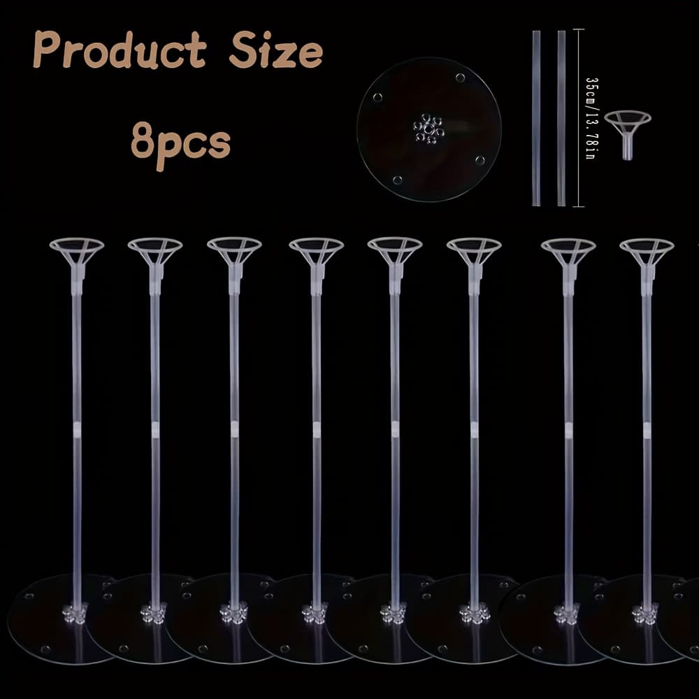 TEMU 8 Balloon Column Stand Kit, 27.6 Inches Tall - Adjustable Height With Base - Clear Stand No Power Needed - Great For Wedding And Birthday Party Centerpiece Decorations
