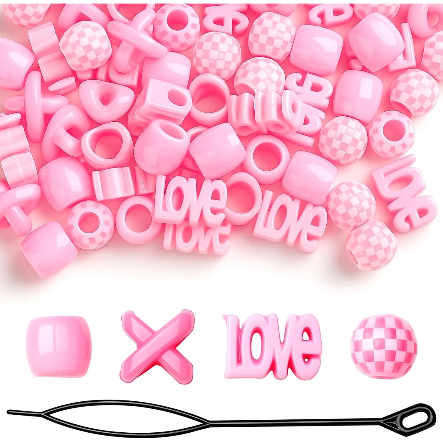 TEMU 60 Hair Accessory Beads For Braiding -shaped And Round Styles, Suitable For, Women, And Teens. Multi-shaped Braiding Hair Accessories And Diy Decorative Beads
