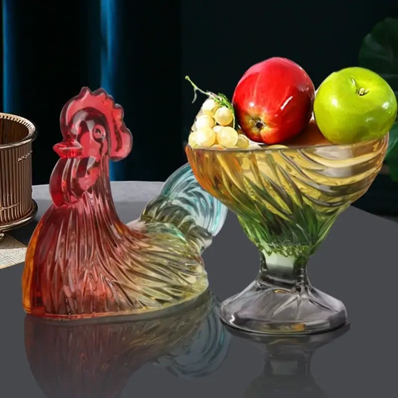 TEMU 1 Colorful Rooster-shaped Glass Sealed Jar- A Popular And Beautiful Container, A Reusable Storage With A , Suitable For Home Decoration And Kitchen Organization, //clear Glass Jar