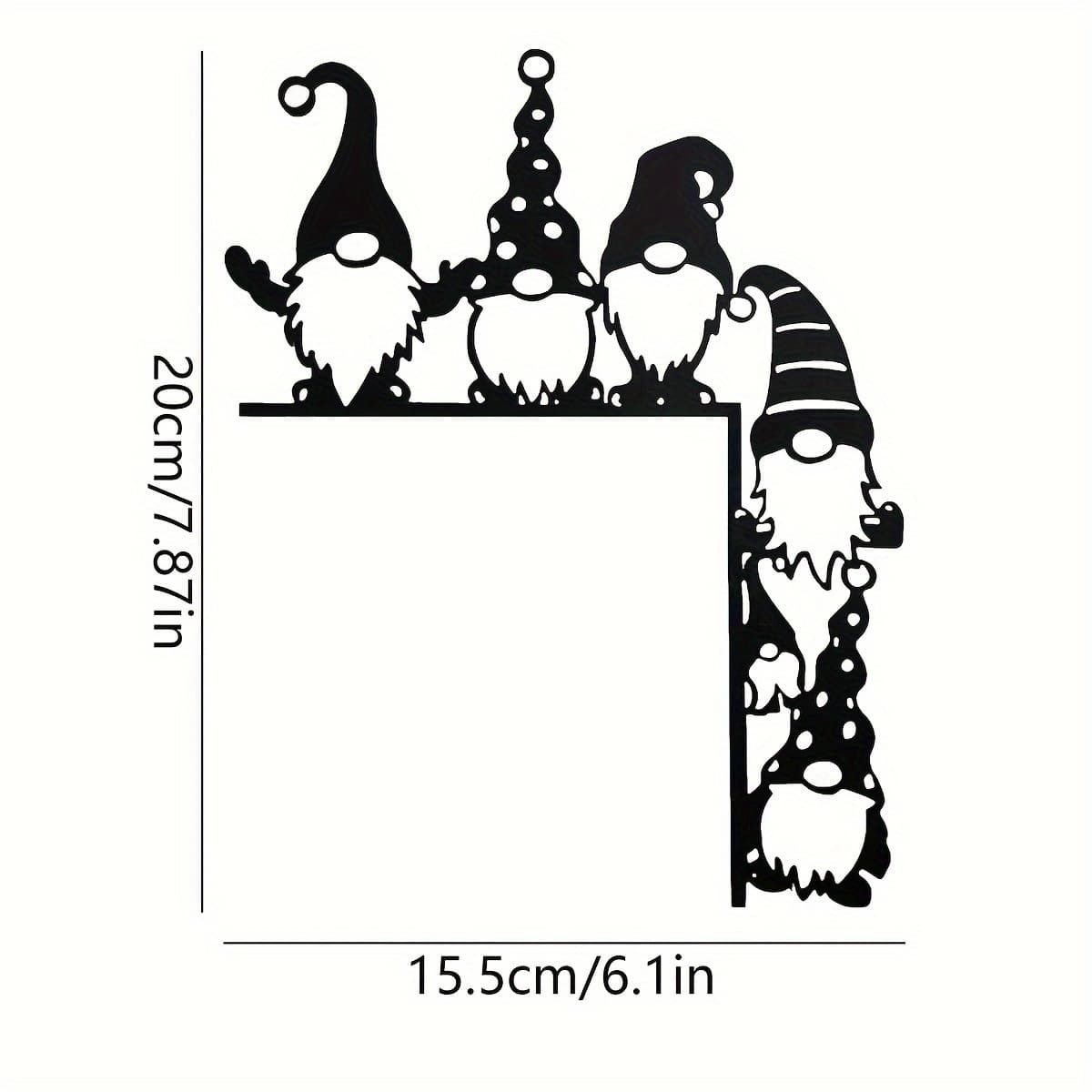 TEMU 2d Flat Surface, 1pc Acrylic Art Door Corner Decoration - Fantasy Santa Claus With 3 Gnome , Classic Christmas Theme, No Electricity Needed, Decor (black), Front Door Christmas Decoration